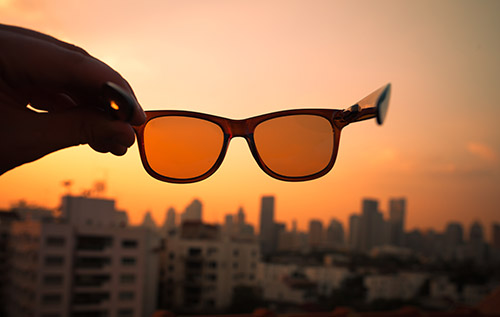 Glasses with uv filter outlet