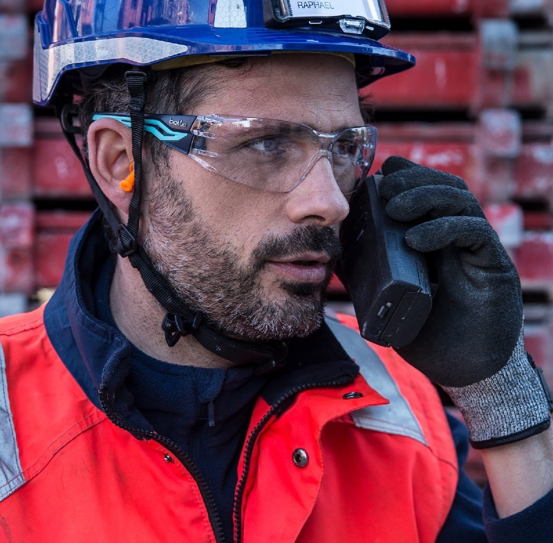 Bolle Silex Clear Safety Glasses In Use On Site