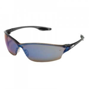 MCR Law 2 Blue Mirror Scratch-Resistant Wraparound Safety Sunglasses