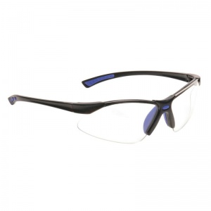 Portwest Clear Bold Pro Safety Glasses with Blue Temples PW37BLU