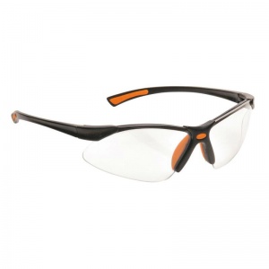 Portwest Clear Bold Pro Safety Glasses with Orange Temples PW37ORR