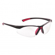 Portwest Clear Bold Pro Safety Glasses with Red Temples PW37RER